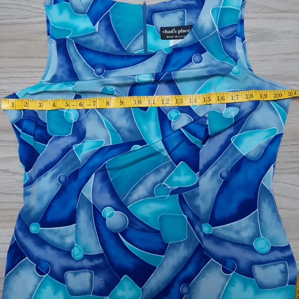 Chad's Place vintage blue fun print dress size 12 - Picture 3 of 6